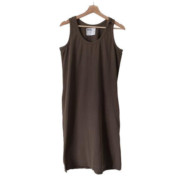 Margaret Howell Womens Tank Dress Sleeveless Cotton Olive Green Capsule Small - Picture 3 of 8